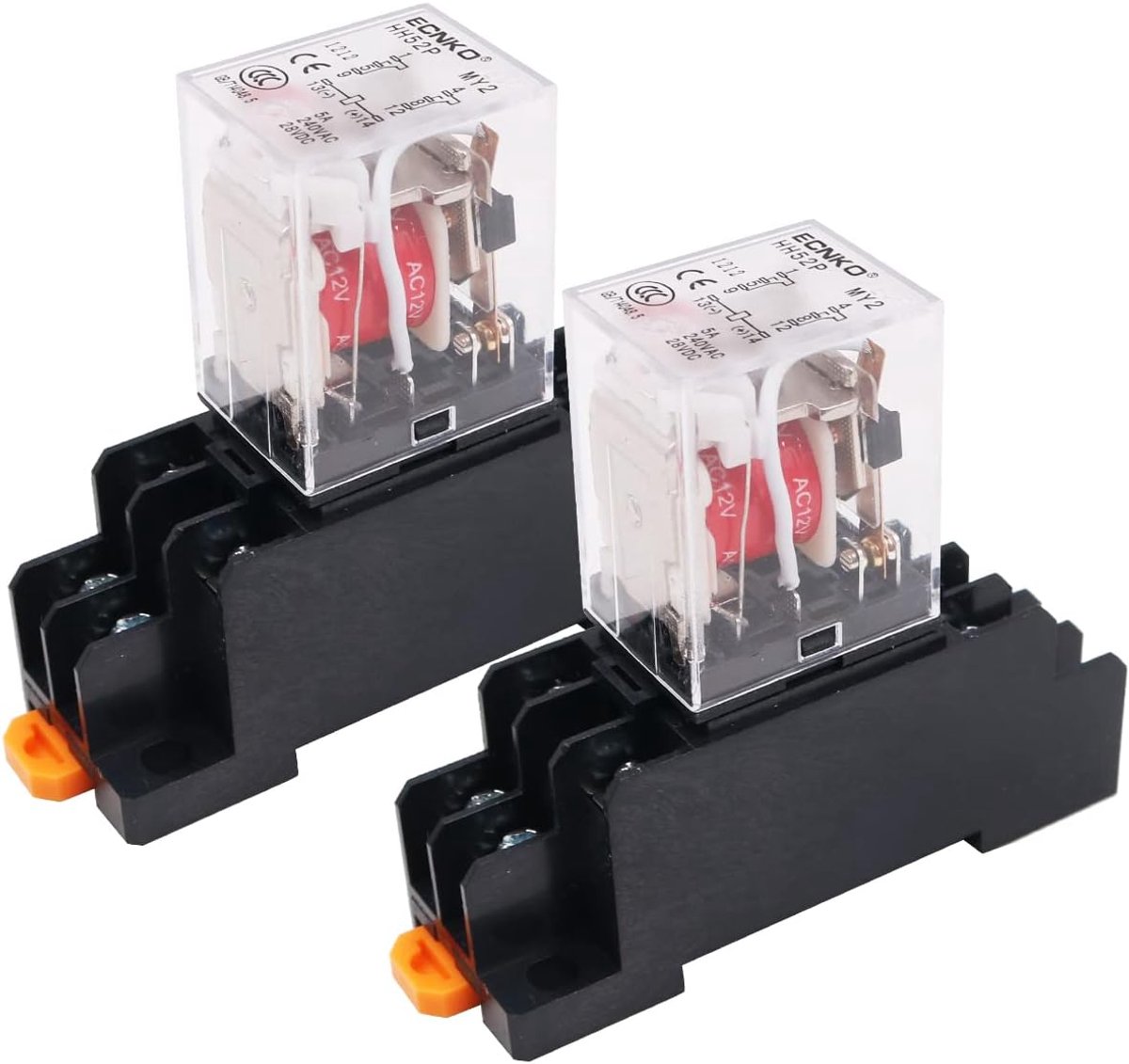 SnelShoppen - 2 Stuks Mini AC 12V Relay Elektromagnetische Schakelaar 8Pin DPDT Relais 2NO+2NC met Socket Basis LED Indicator