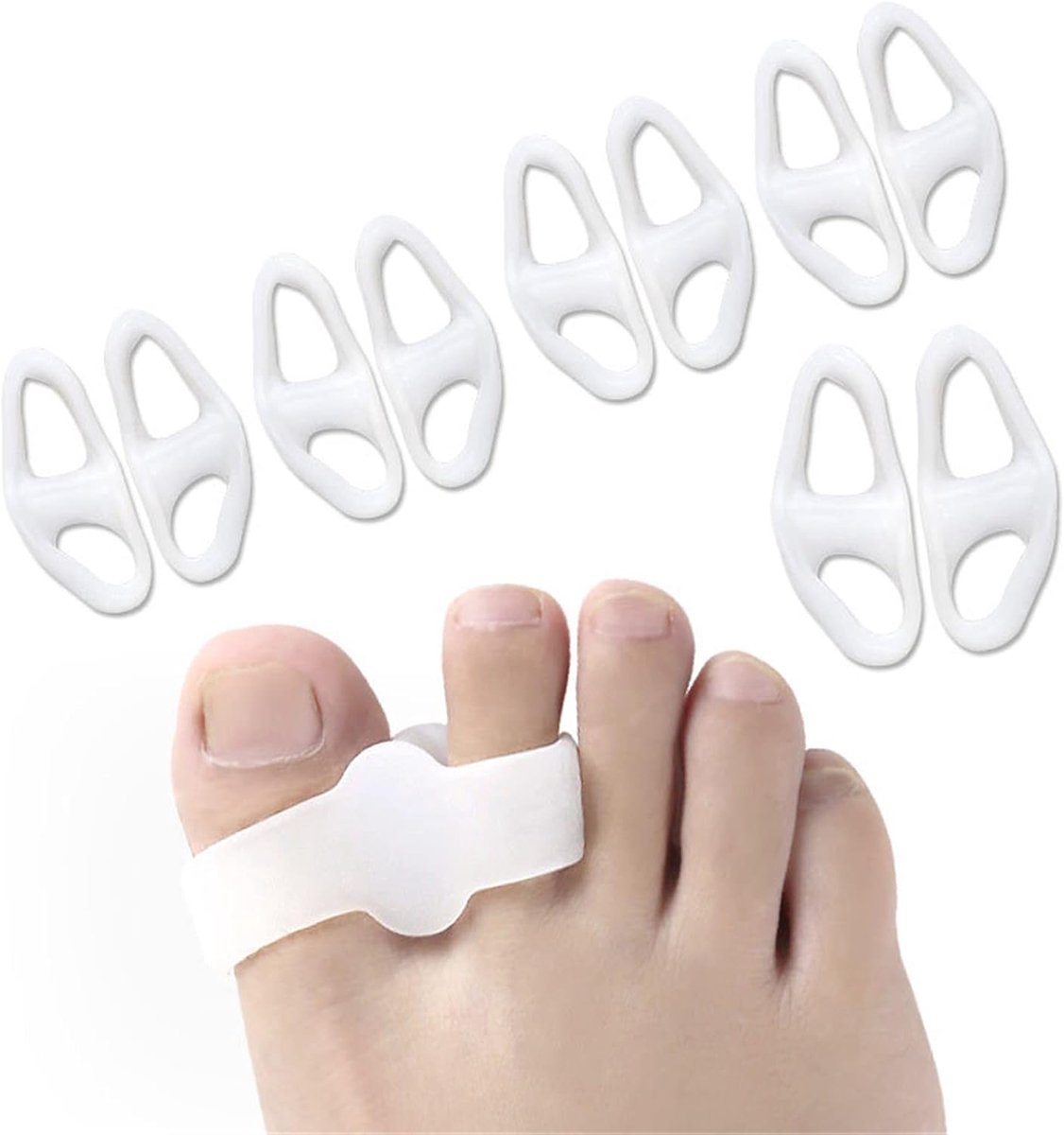 SnelShoppen - Bunion Gel Tussenstuk Met 2 Lussen 10 Stuks Bunion Corrector voor Mannen en Vrouwen, Verlichting van Bunionette en Eelt, Zacht en Comfor