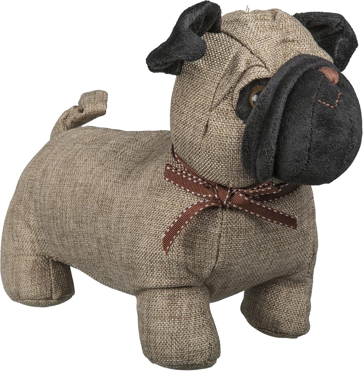 SnelShoppen - Zware Deurstoppers voor Binnen en Buiten - Schattige Huisdieren Design - 1 kg Gevuld - Pluche Stof - Deurbuffers - Pug - Lichtbruin
