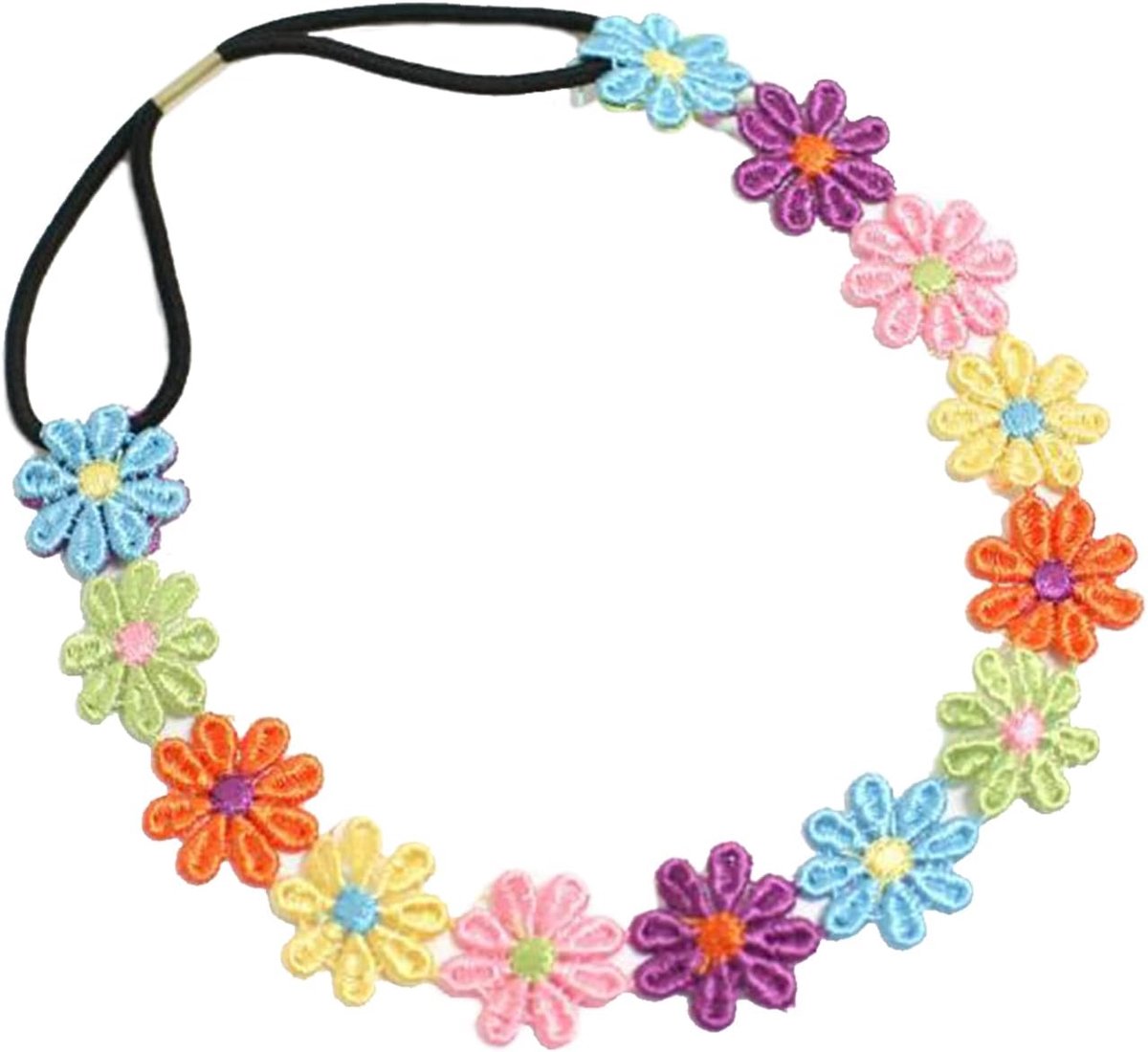 SnelShoppen - 3-delige Multicolored Daisy Flower Headband Set, Elastische Bloemen Haarbanden, Mode Accessoires voor Feest, Bruiloft en Festivals
