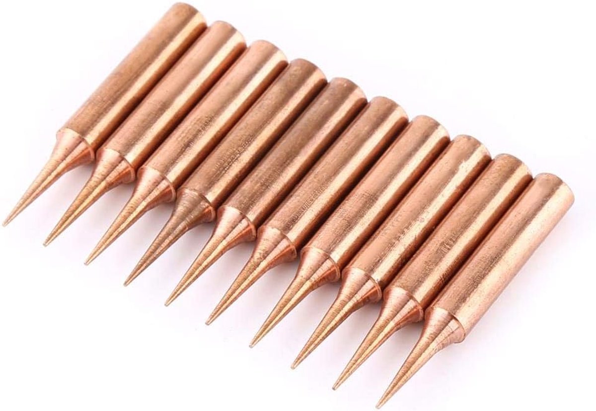 SnelShoppen - 10 Stuks Soldering Iron Tips, 900M-T-I Hoogwaardige Koper Electroplating Solderingtips Set voor Laag Temperatuur Solderen, Zwart