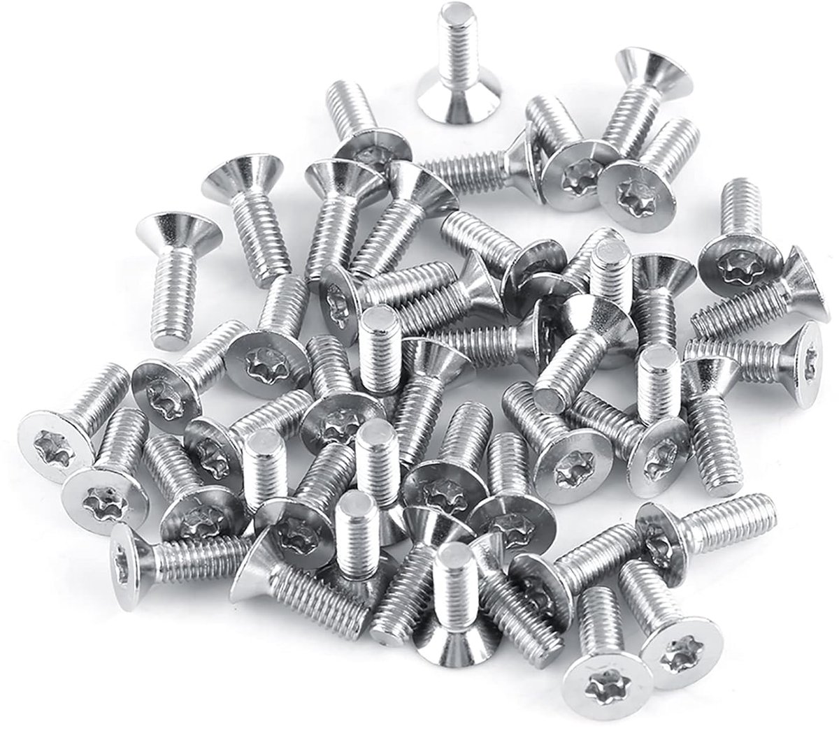 SnelShoppen - 50 Stuks M4 RVS Platte Hoofd Schroeven Countersunk Vastzetbout (M4×8mm) - Roestvrij Staal - Ideaal voor Industrie en Algemeen Gebruik