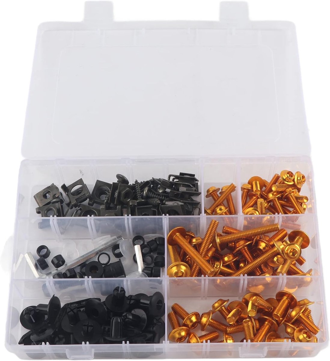 198pcs/set Fairing Bolt Set, Motorcycle Universal Fairing Bolt Set Screws Fasteners Body Mounting Kits Washers Nuts - ShopVlot