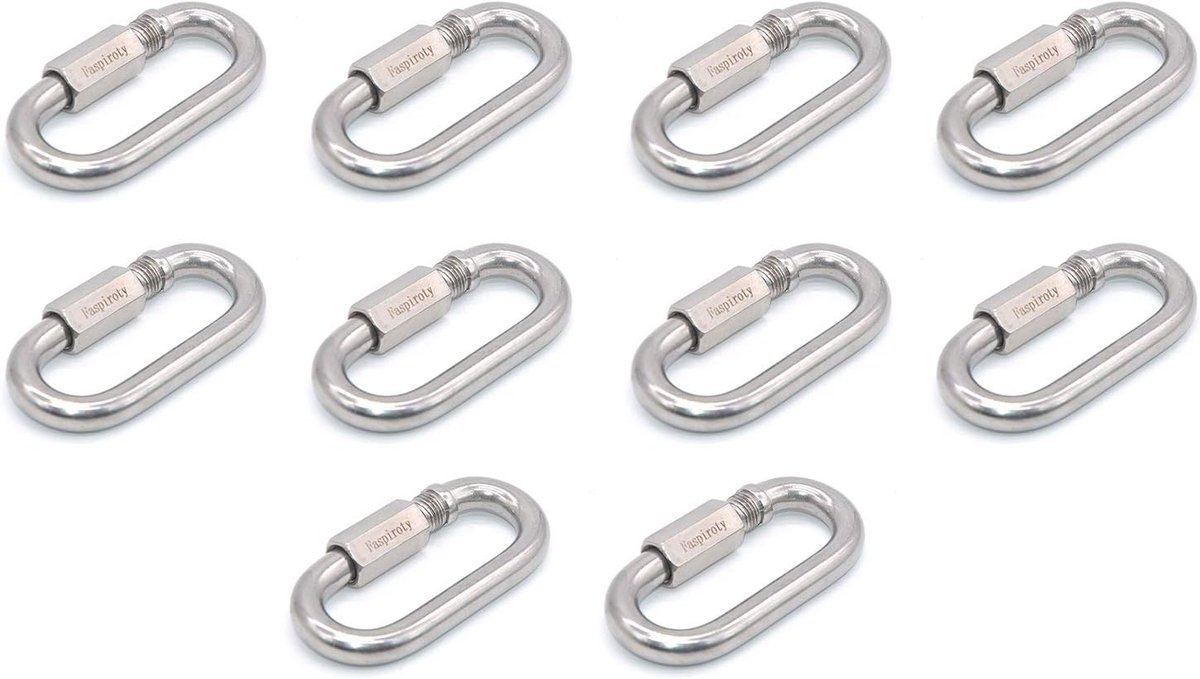 10pcs M6 Locking Carabiner Clip Small Quick Link Chain Connector Lock Ring Keychain Buckle - ShopVlot