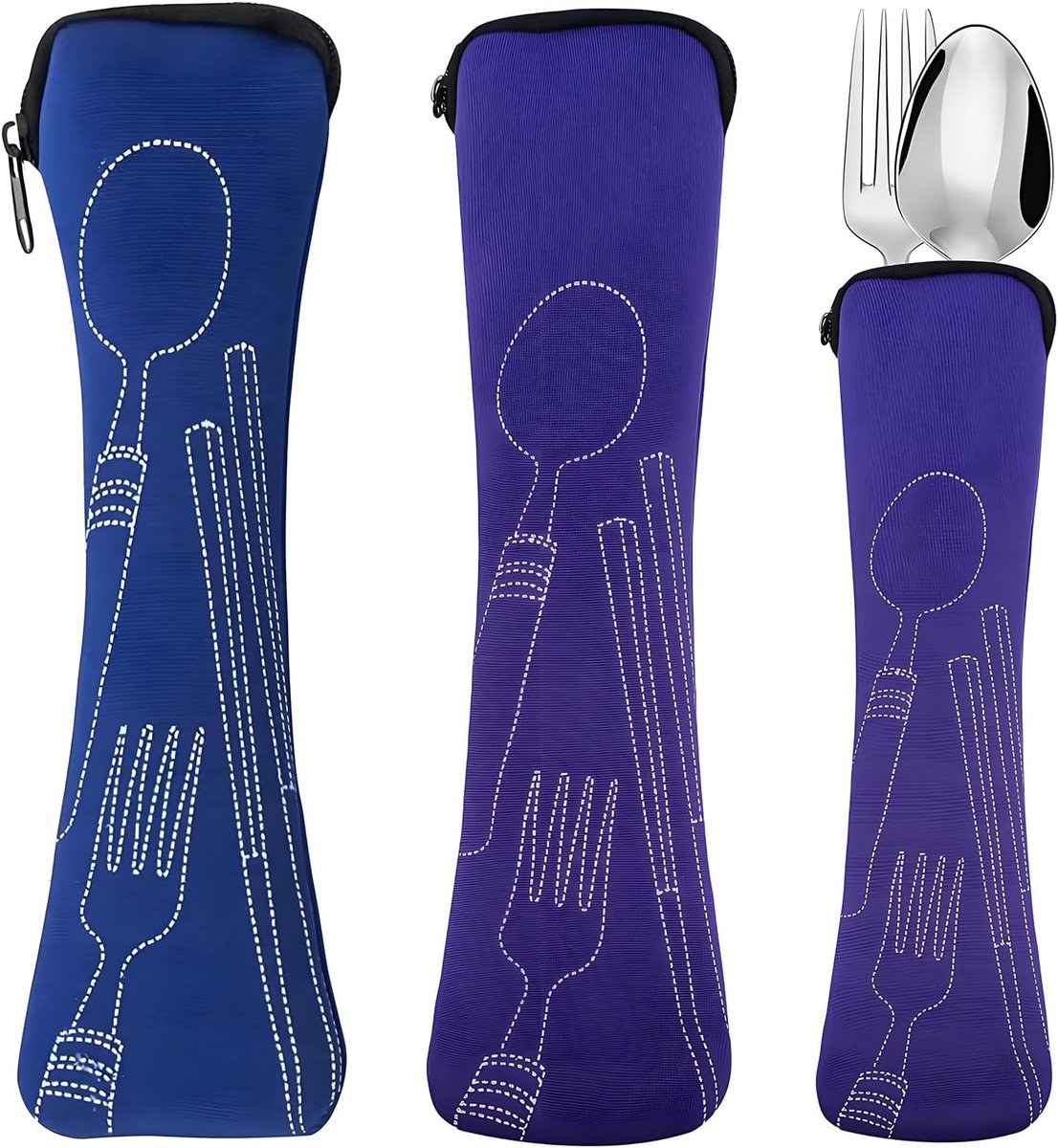 SnelShoppen - Luxe Snij- en Bestekdozen voor Reizen, Lege 2 Stuks, Lange Bestekdozen, Draagbare Bestekopberging voor School, Picknick, Opslag (23.5 x