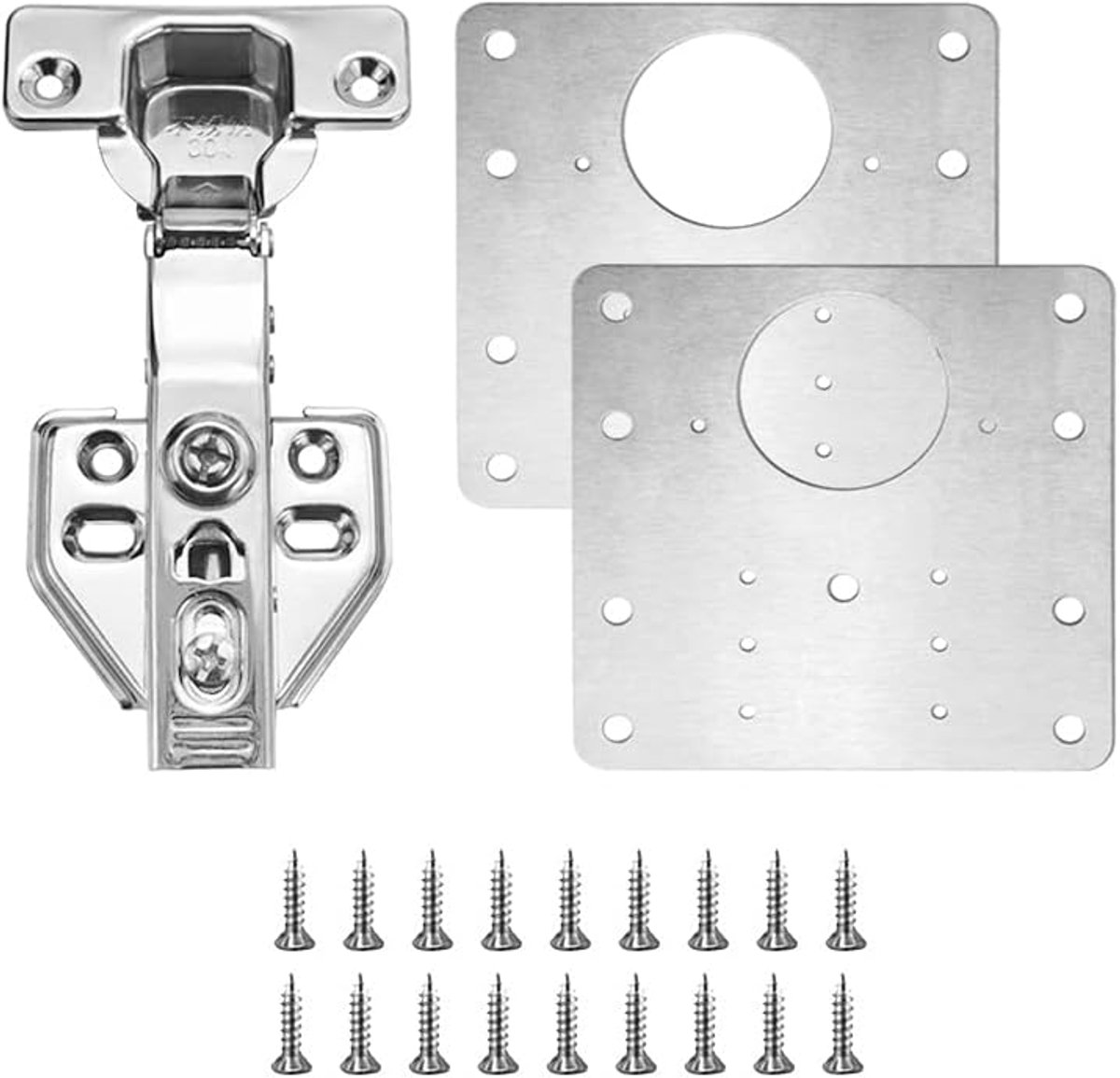 SnelShoppen - Cabinet Deuren Scharnieren, Reparatieplaat, Eenvoudige Installatie, Scharnier Set voor Meubels, Lades, Ramen, Roestvrijstalen Platen, Re