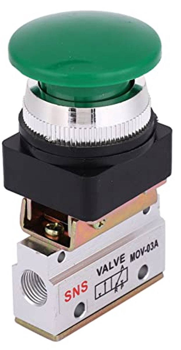 SnelShoppen - 2 Positie 3-Weg Pneumatische Mechanische Ventiel MOV-03A G1/8" PT Paddenstoel Drukschakelaar Luchtventiel Aluminium Legering