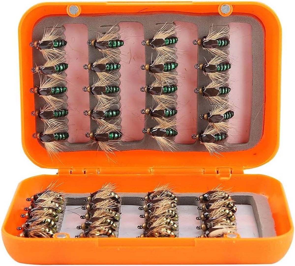 SnelShoppen - Vliegvissen Lure Set - Handgemaakte Droge Muggen Vliegset - Perfect voor Buitenactiviteiten - Inclusief Opbergdoos - 12 Stuks