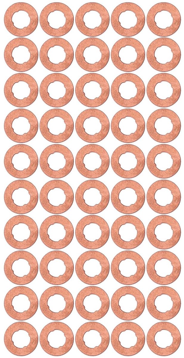 SnelShoppen - 50 Stuks Koper Ring Kit Platte Drukpakking Dichting Ringen Voor Industriële Bevestigingshardware Voor Boot Injector Nozzle FS060077