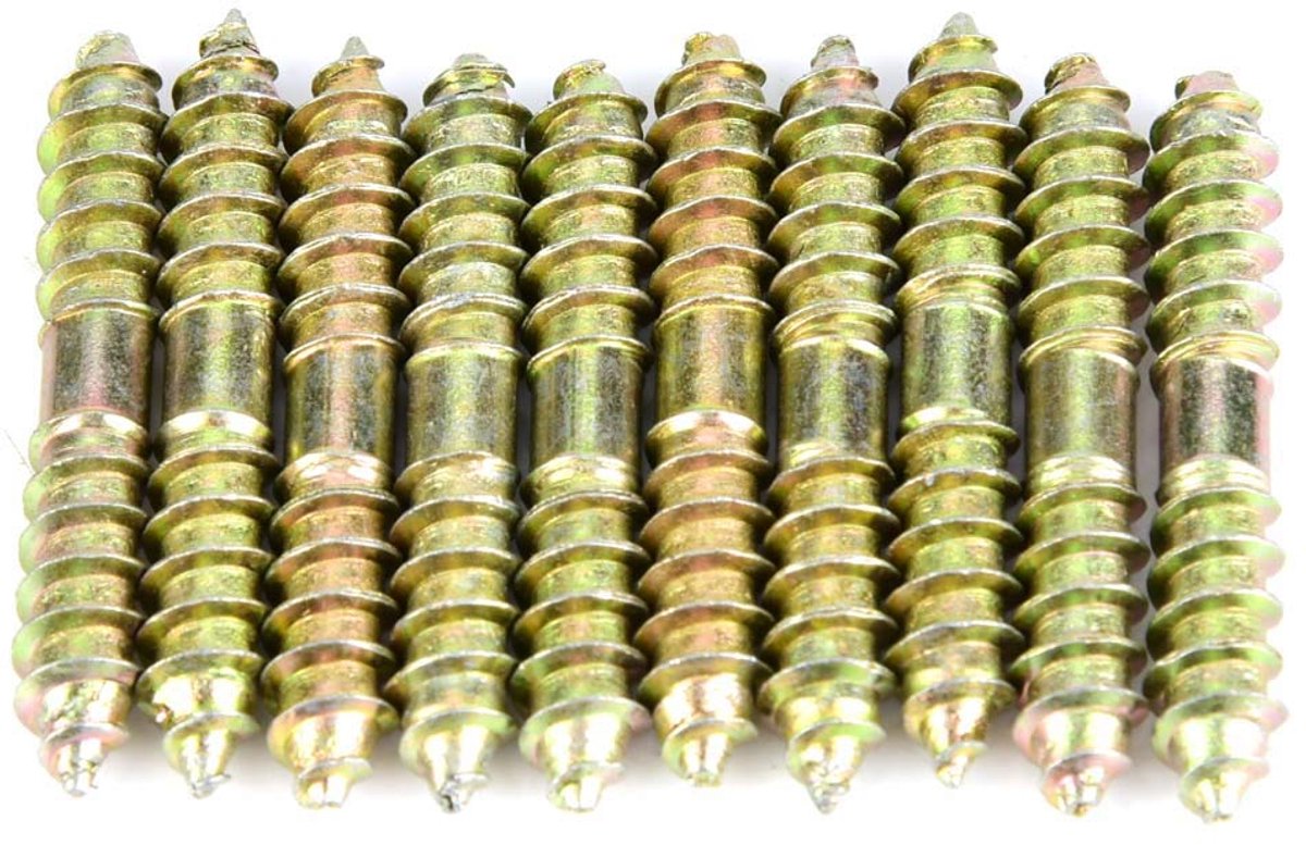 SnelShoppen - 10 Stuks 6 x 40mm Dubbelzijdige Schroeven voor Meubelbouw - Gegalvaniseerd Staal - Perfect voor Houtbewerking en Meubelmontage