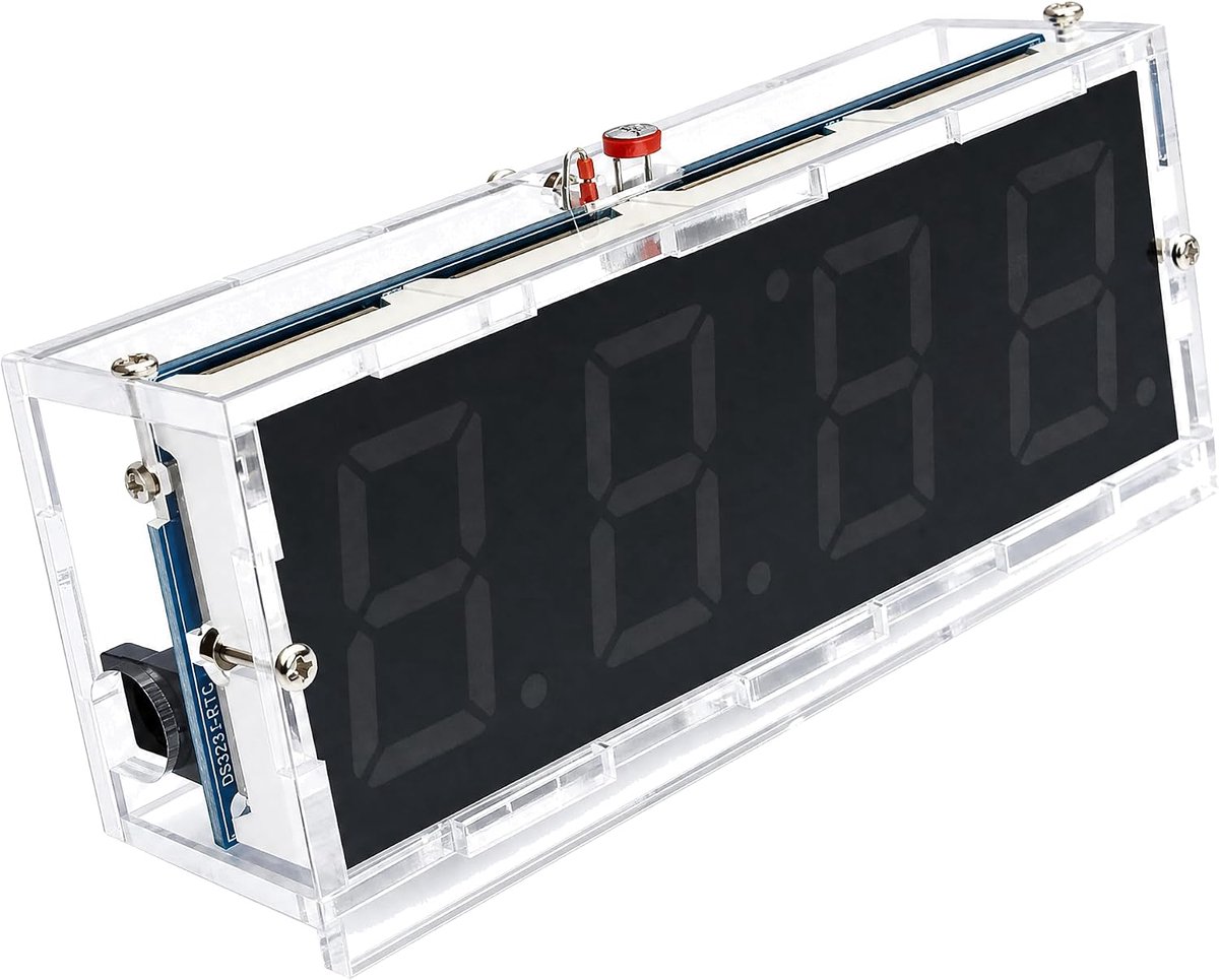 SnelShoppen - 4 Digit DIY Digitale LED Klok Kit, Ideale DIY Elektronische Klok Set, Alarmfunctie/Tijdfunctie/Automatische Weergave, Rood