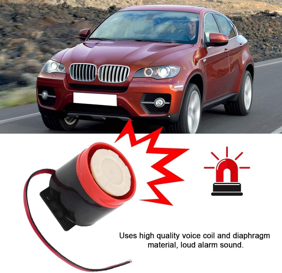 SnelShoppen - Universele 12V Auto Achteruitrij Buzzer 105db Alarm Geluid Veiligheid Signaal voor Voertuigen