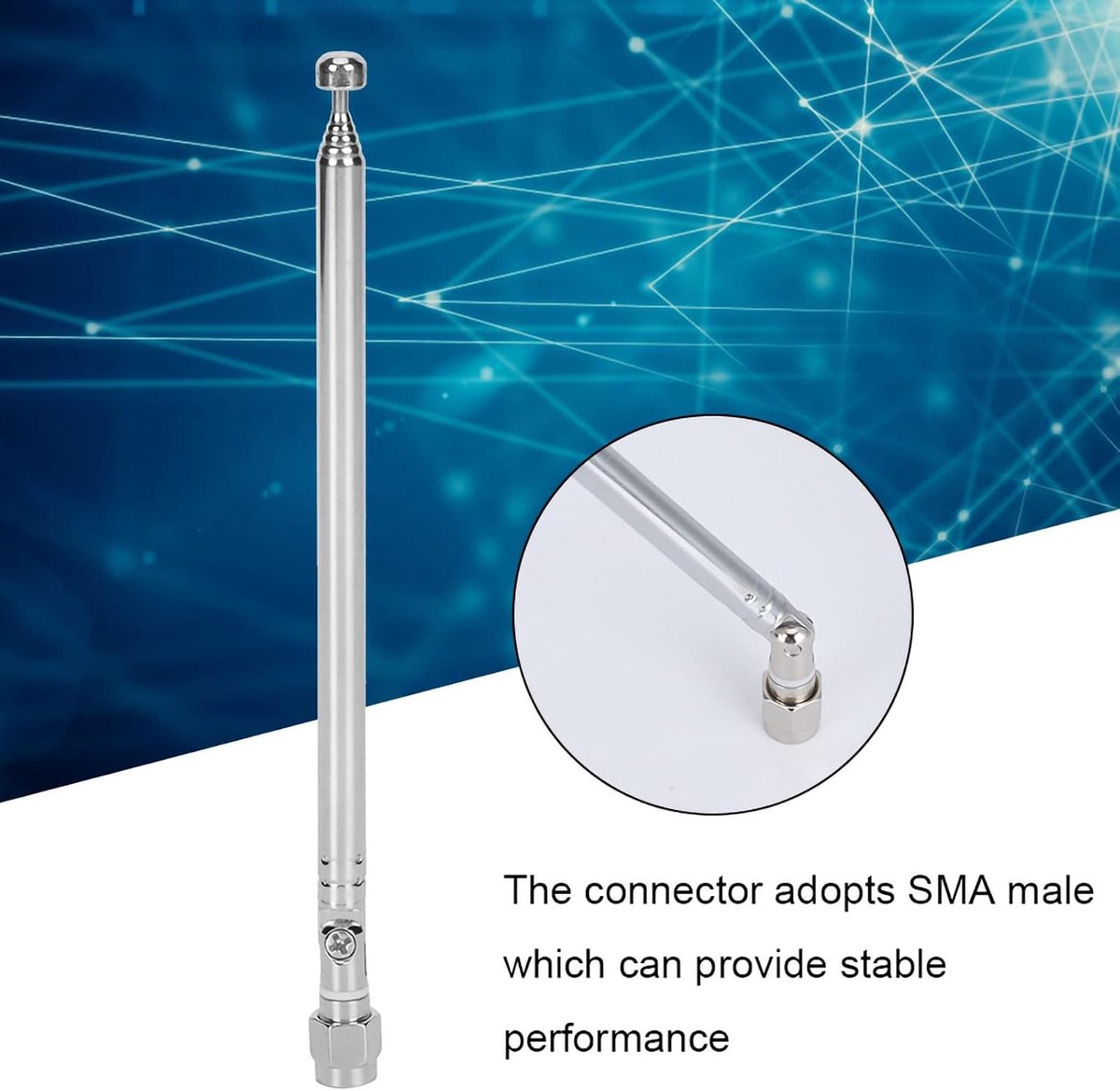 SnelShoppen - Radio Scanner Antenne, 6 Secties Telescoop 40MHz-6G Super Breedband SMA Mannelijke Connector voor LimeSDR en HackRF, Verstelbare Rotatie