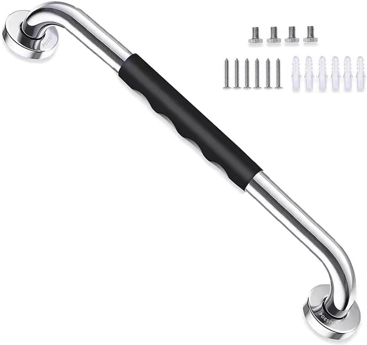 24 Inch Anti Slip Shower Grab Bar Handle, Hoopever Stainless Steel Chrome Bathroom Balance Bar, Safety Hand Rail - ShopVlot