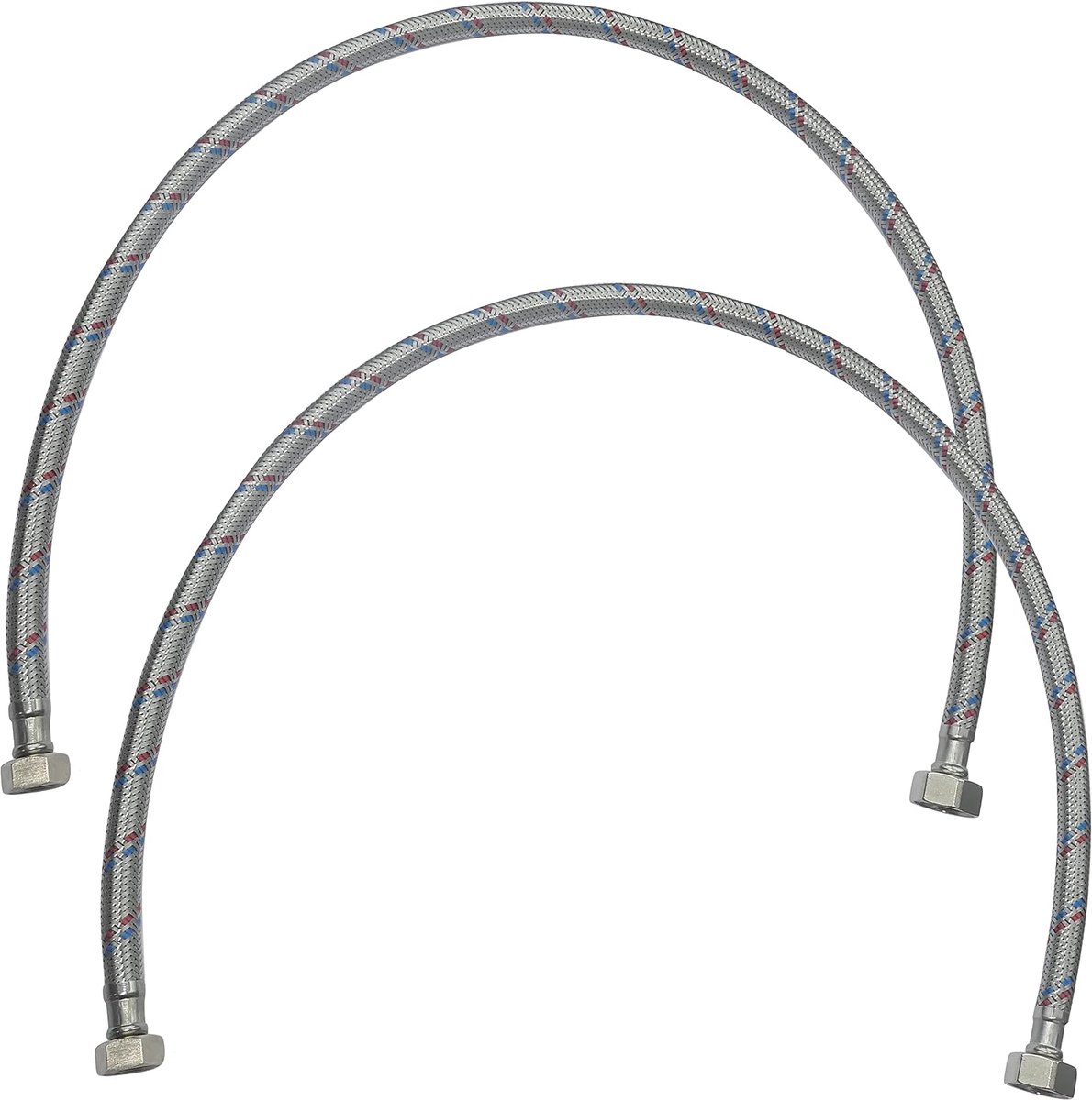 SnelShoppen - Set van 2 - Aansluitslangen 800mm - 1/2" vrouwelijke aansluiting - 3/8" vrouwelijke aansluiting - Flexibele sanitaire kraan voor keuken