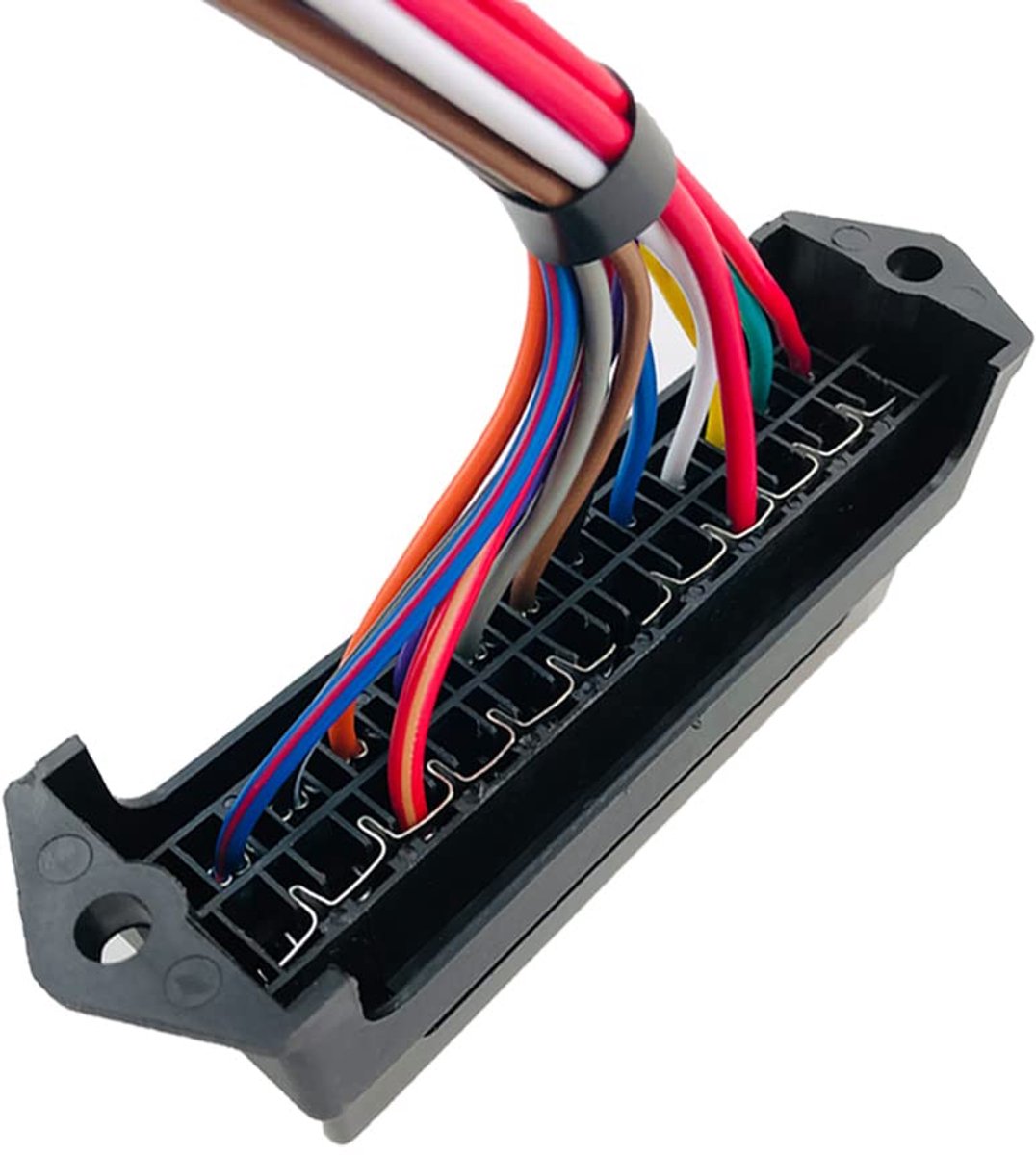 SnelShoppen - 12-Weg Auto Zekering Box, 2 Ingangen/12 Uitgangen, Bedrade Zekering Blok met 10 Stuks Universele Zekeringen (12V/24V/32V/48V)