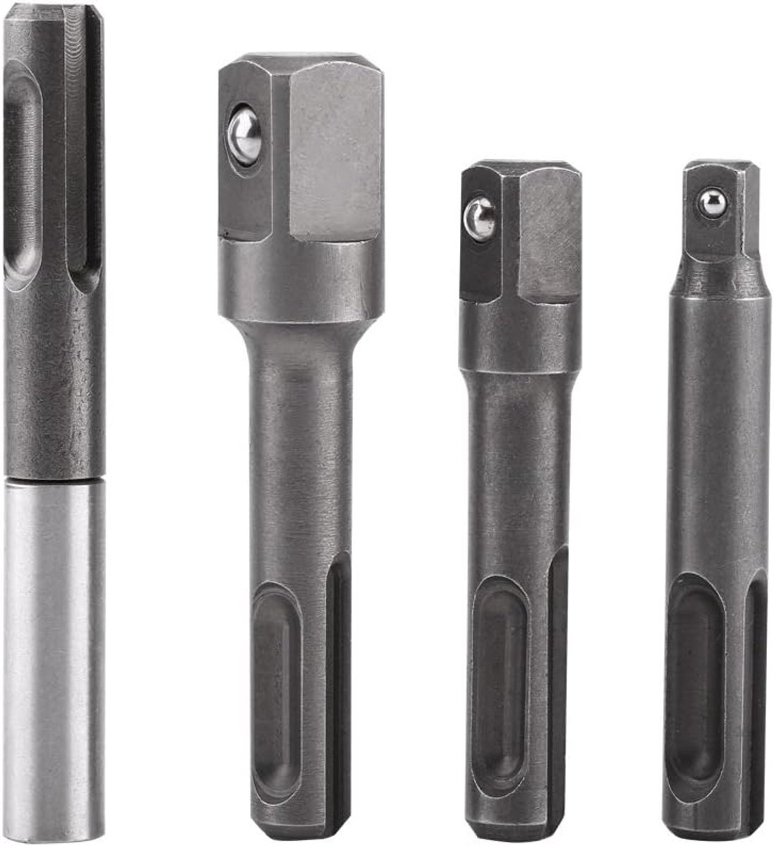 SnelShoppen - 4 delige SDS Plus hex schroevendraaier set met hex handvat en verlengstuk, geschikt voor elektrische schroevendraaiers, S2 staal, robuus