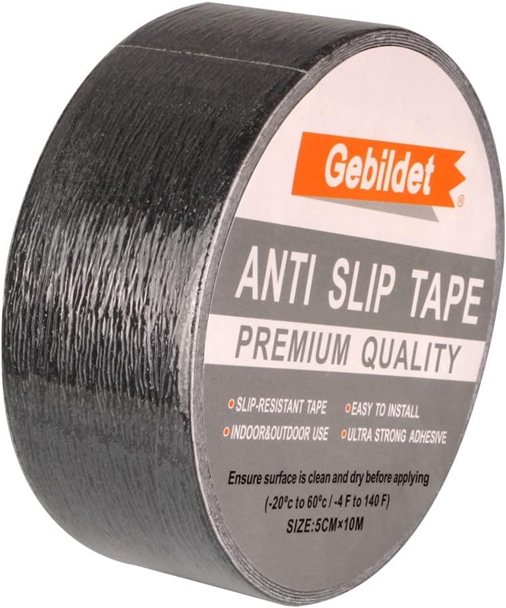 SnelShoppen - Antislip Veiligheidstape, Skid Tape Rol, Hoge Grip, Sterke Hechting, Binnen en Buiten Gebruik (50mm×10m, Zwart)