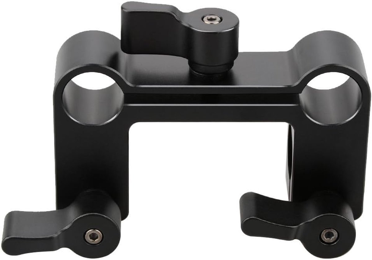 SnelShoppen - 15mm Rod Offset Railblock 90 Graden DSLR Steunset met Aluminium Bevestiging, 4 Gaten, 3 Verstelbare Knoppen, Camera Accessoires voor Pro