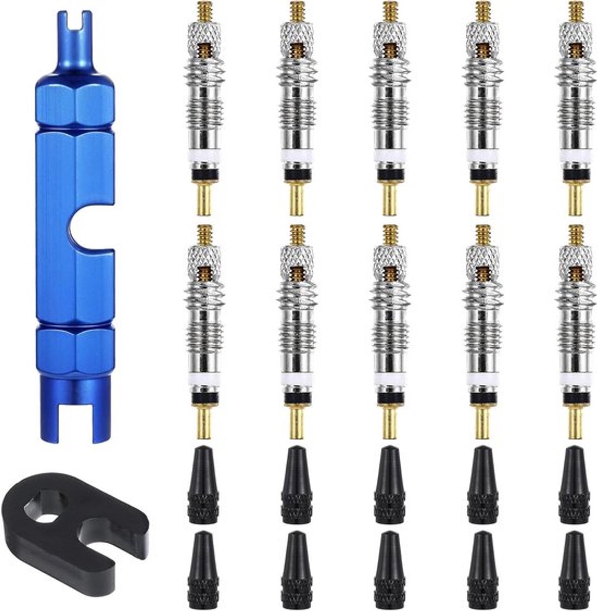 Handle Verwijder Gereedschapsset voor Mountainbike en Racefiets - Tubeless Ventielkern Gereedschap voor Bandenreparatie en Vervangingen (Koper, Aluminium Legering en Plastic)