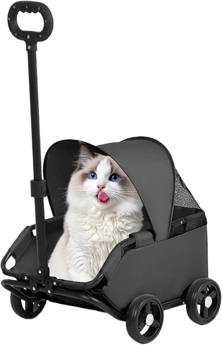 Huisdier Kinderwagen - Draagtas Honden - Reizen met Huisdier - Opvouwbaar Ontwerp - 54 x 36 x 26 cm - Zwart