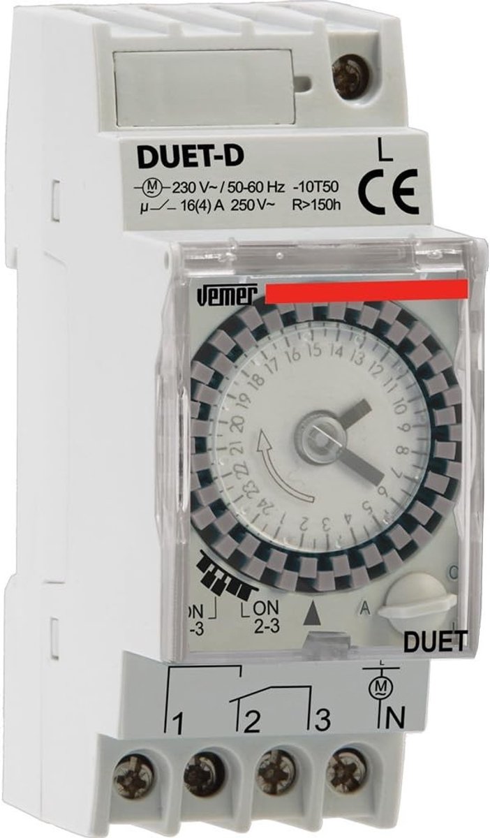Electromechanische Schakelaar - Lichtgrijs - 1 x DIN-module - Met Back-upbatterij - Voor Thuisgebruik