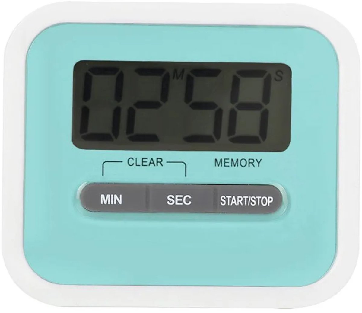 Elektronische digitale LCD-keukentimer, veelzijdig, 99 minuten aftelalarm, blauw.