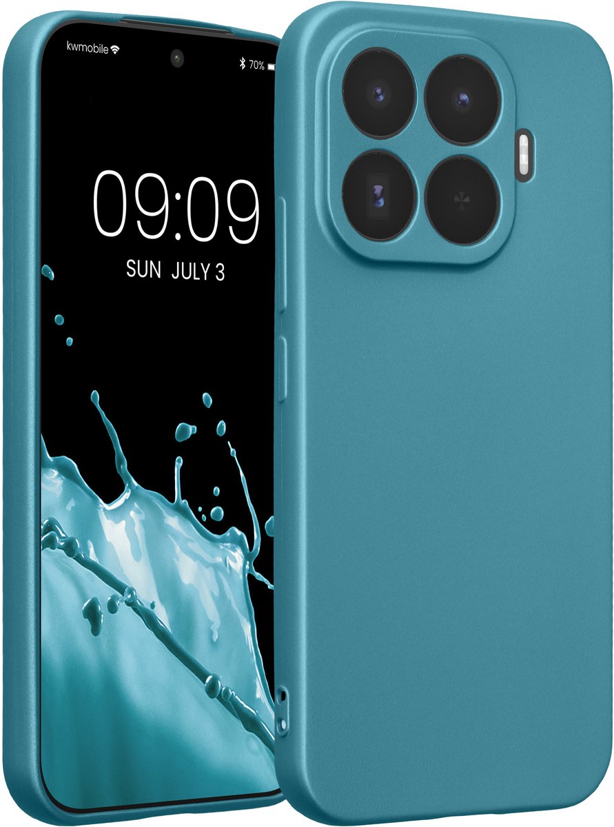 kwmobile metallic telefoonhoesje van TPU - geschikt voor Xiaomi 17T - Flexible case voor smartphone - In Metallic carabisch blauw