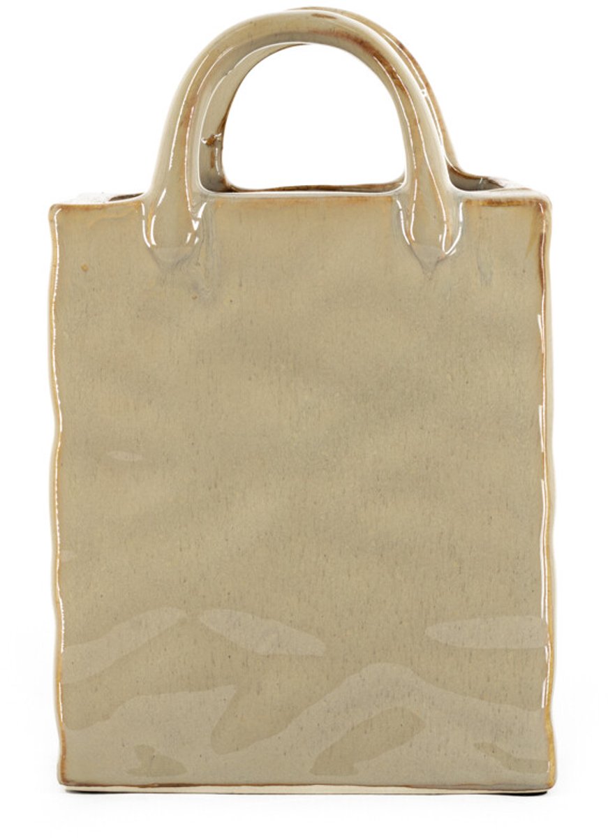 Aardewerk vaas Shopper L beige