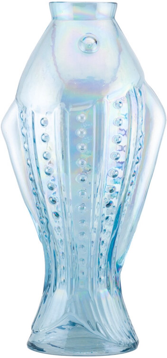 Glazen vaas vis holo blauw