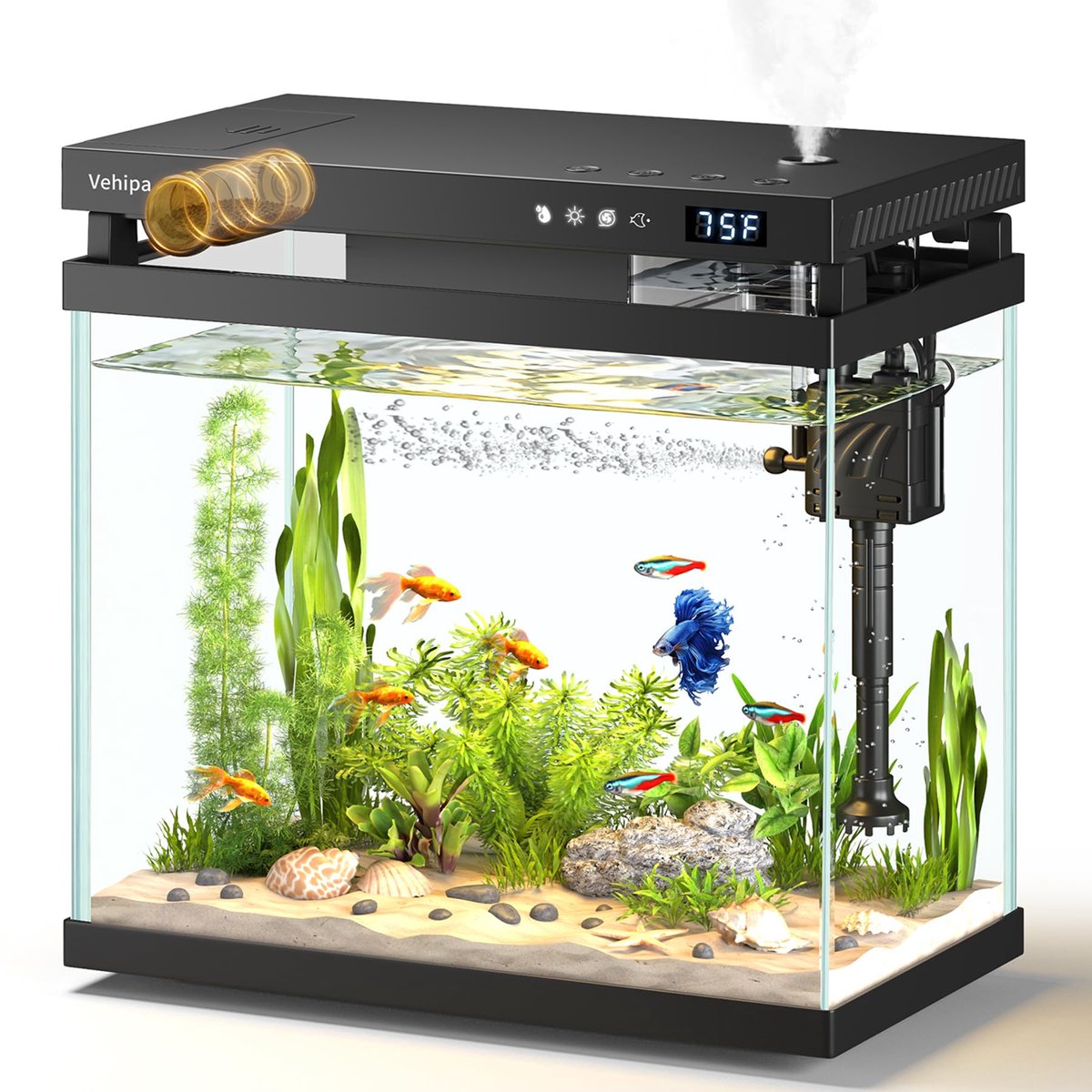 Nano-aquarium 8 liter - zwart - complete set - perfect voor beginners - ShopVlot