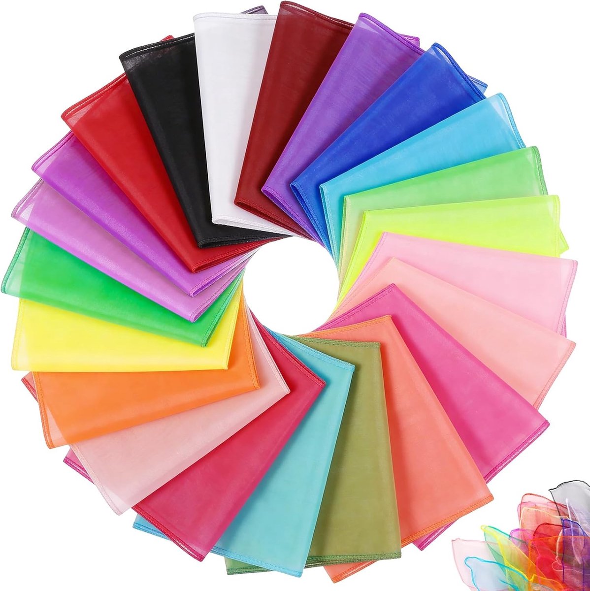 Set van 22 Kleurige Juggling Doeken 60 x 60 cm voor Dans, Kindertheater en Circus Acties, Ideaal voor Kinderen en Optredens