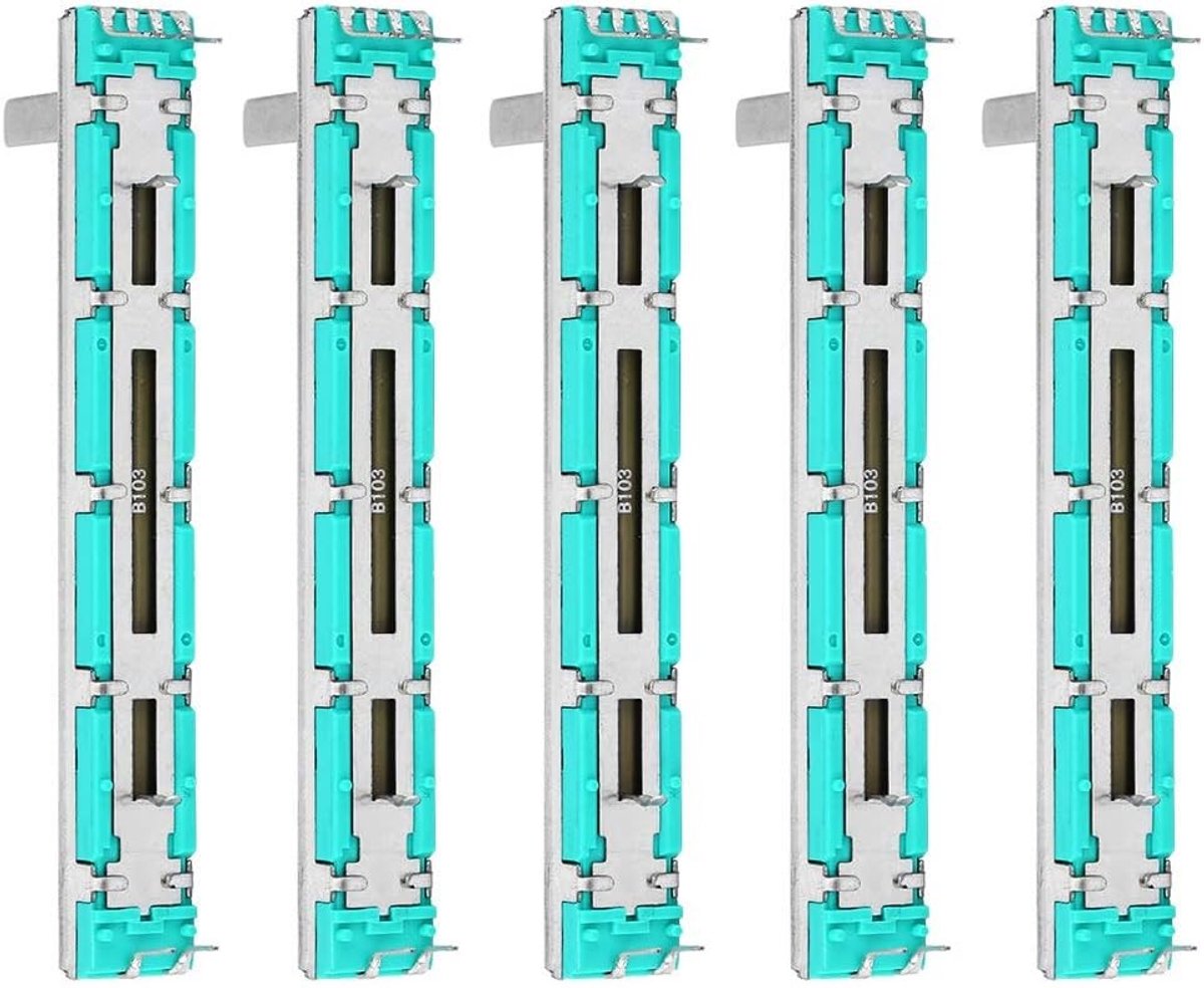 Set van 5 Dubbele Kanaal B10K Sliding Potentiometers voor Mixers - Lineaire Faders voor Audio en Geluidsbewerking