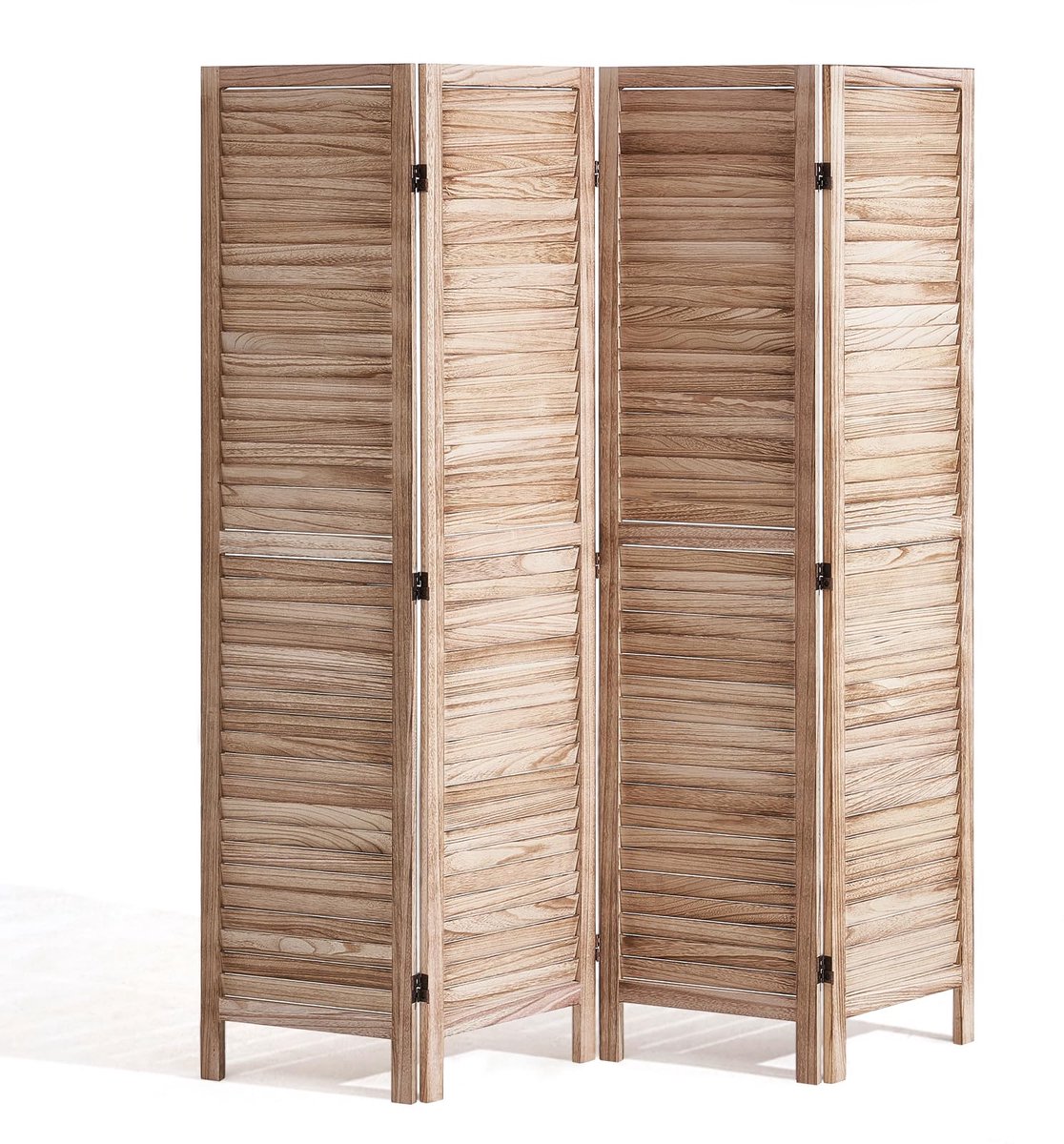 Famanu – Inklapbaar houten scherm met 4 panelen voor privacy, 1620 x 1700 x 18,5 mm, ideaal voor het scheiden van ruimtes in huis, restaurant en slaapkamer, houtkleur