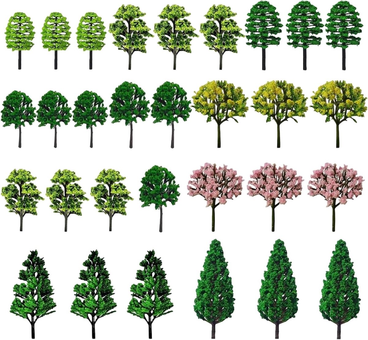 Miniatuur Bomen Set van 30 Stuks (3,5cm-7cm) voor Modelbouw en Landschapsdecoratie, Perfect voor Spoorweg en DIY Projecten