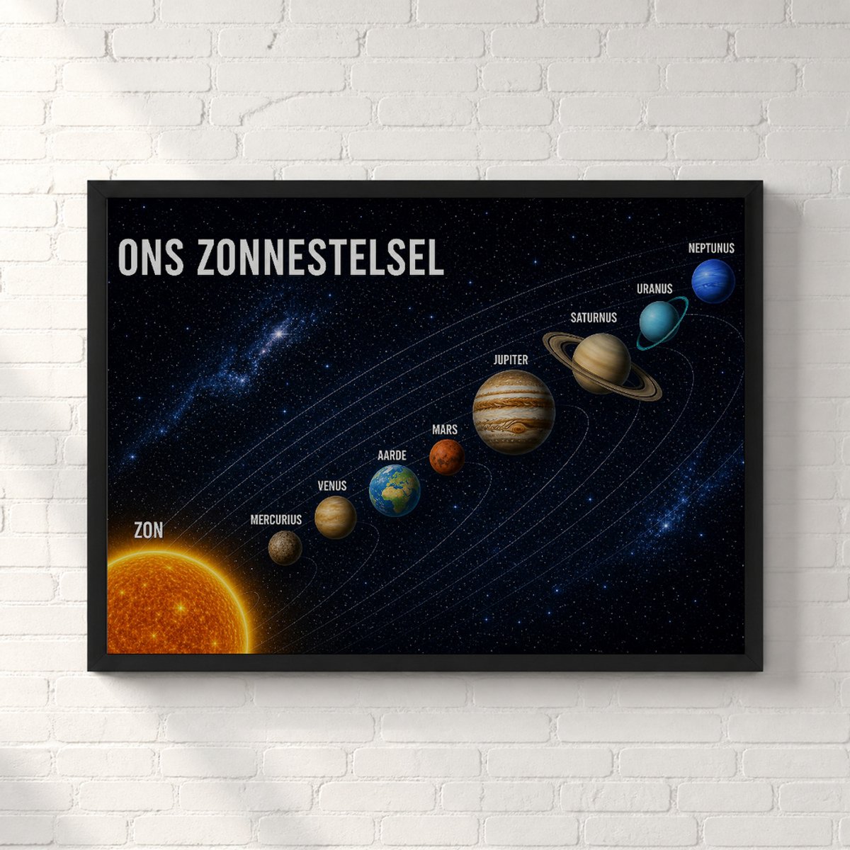 Ons Zonnestelsel Diagonaal Poster - Nederlandstalig - A1 91,5 × 61 cm - Ruimte en Planeten