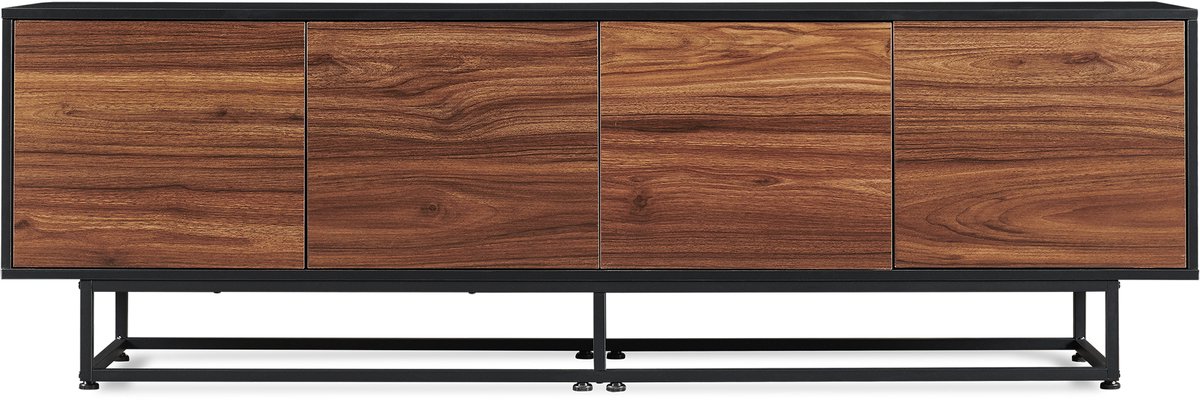 Commode Boxholm dressoir 180x30x56 cm zwart en walnootkleurig [en.casa]
