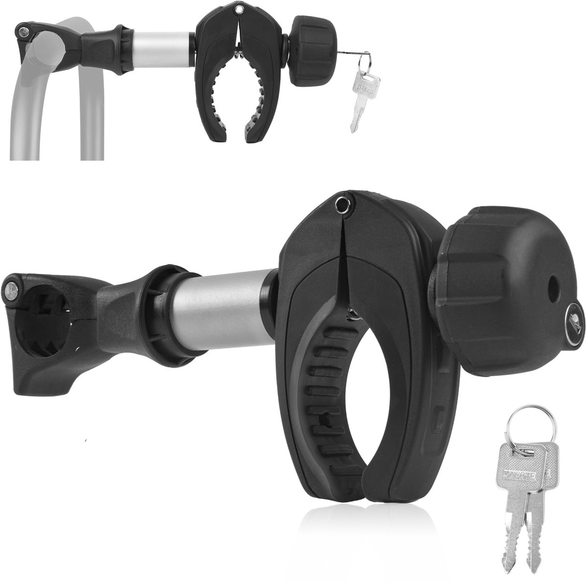 Famanu – Framehouder voor 25 cm fietsendrager, universeel en afsluitbaar, van aluminium, geschikt voor U-buis Ø 2,5-3 cm en fiets Ø 3-6 cm