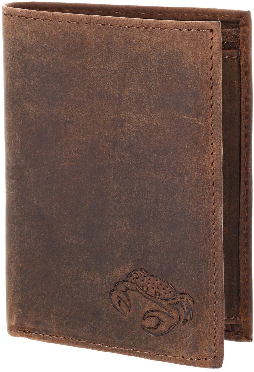 oxmox Leren portemonnee Leather RFID Protect Kombibörse Crab 2.0 Embossed Vintage Dark Brown donkerbruin