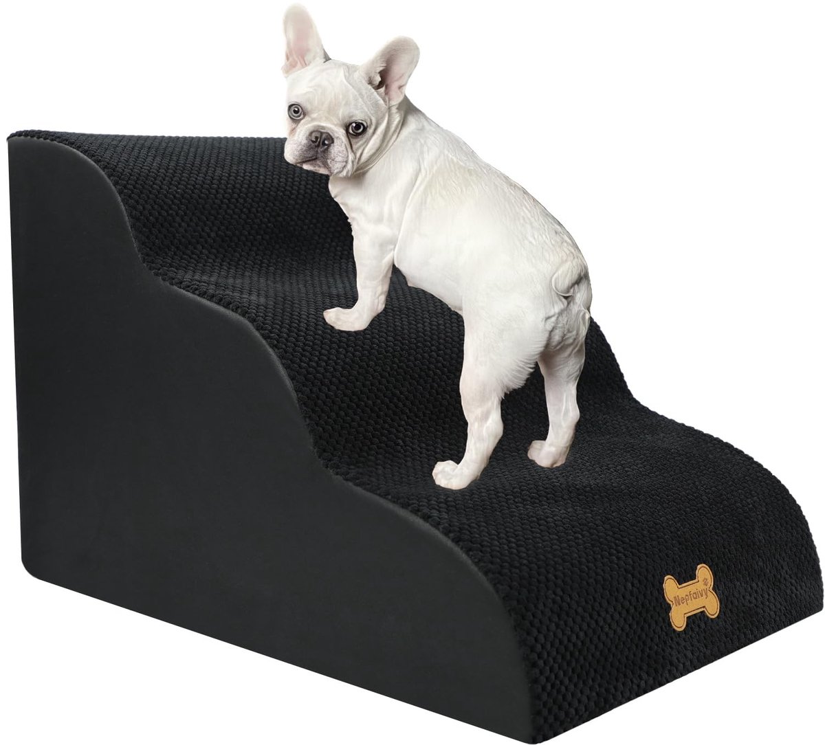 Famanu – Hondentrap voor kleine honden met 3 treden, huisdierentrap voor bed en bank, gemaakt van hoge dichtheid spons, 60x40x40 cm