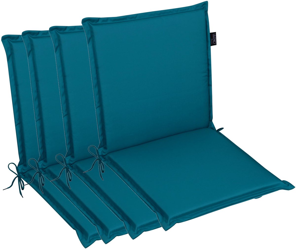 Famanu – Tuinstoelkussens set van 4 stuks voor stoelen met lage rugleuning in petrol, comfortabele zitkussens voor tuinmeubelen