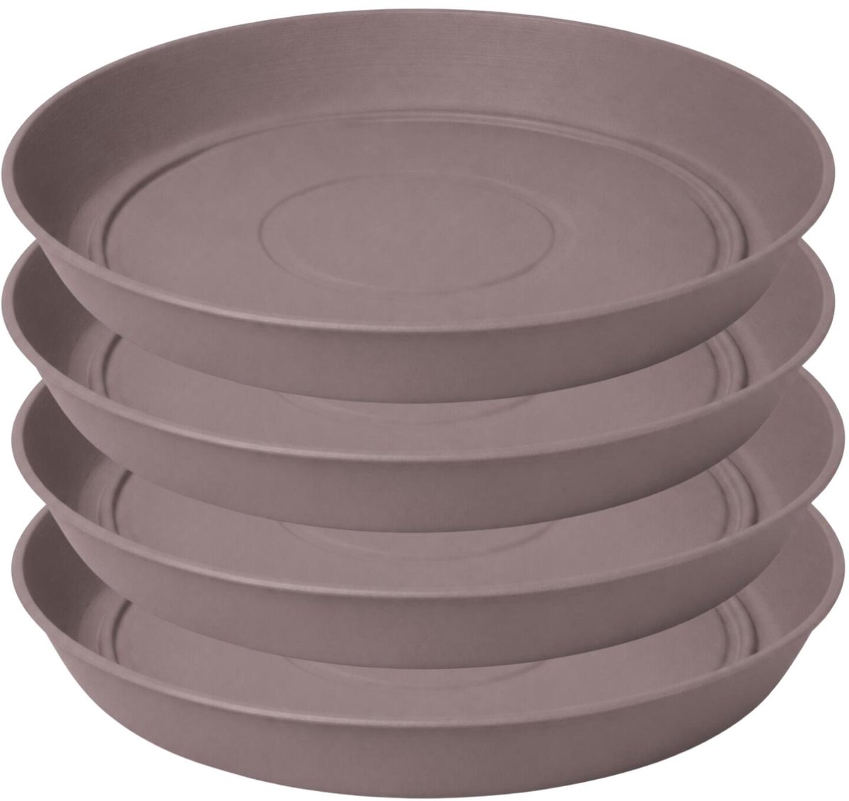 EDA Bloempot onderschaal Romeo - 4x - kunststof - taupe - D24 x H3,8 cm - opvangschalen