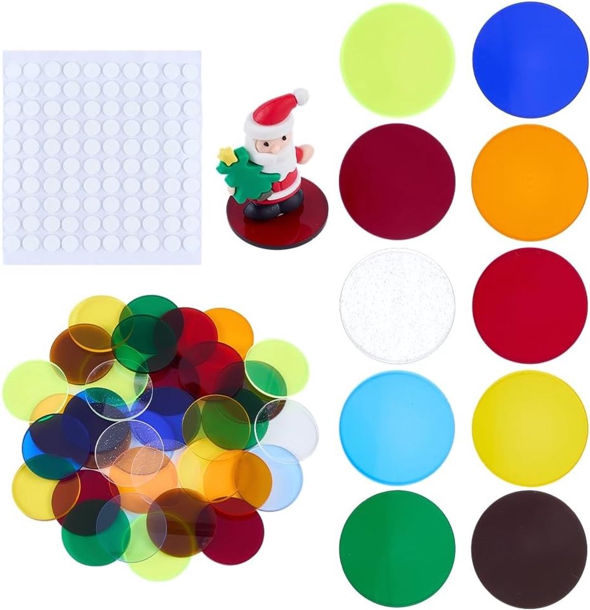50 Stuks Ronde Acrylaat Basis 40x3MM voor Miniaturen, Model Display en Actiefiguren - 10 Kleuren met 100 Lijmadhesieven