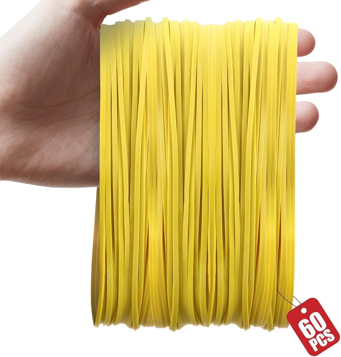 60 Stuks Gele Rubberbanden 180x3mm - Duurzame en Scheurbestendige Herbruikbare Ringen voor Knutselen, Kantoor en Schoolgebruik