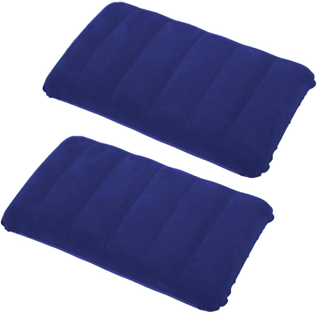 Opblaasbaar Kussen - Donkerblauw - 47 x 30 cm - Velours en Vinyl - Voor Camping en Reizen