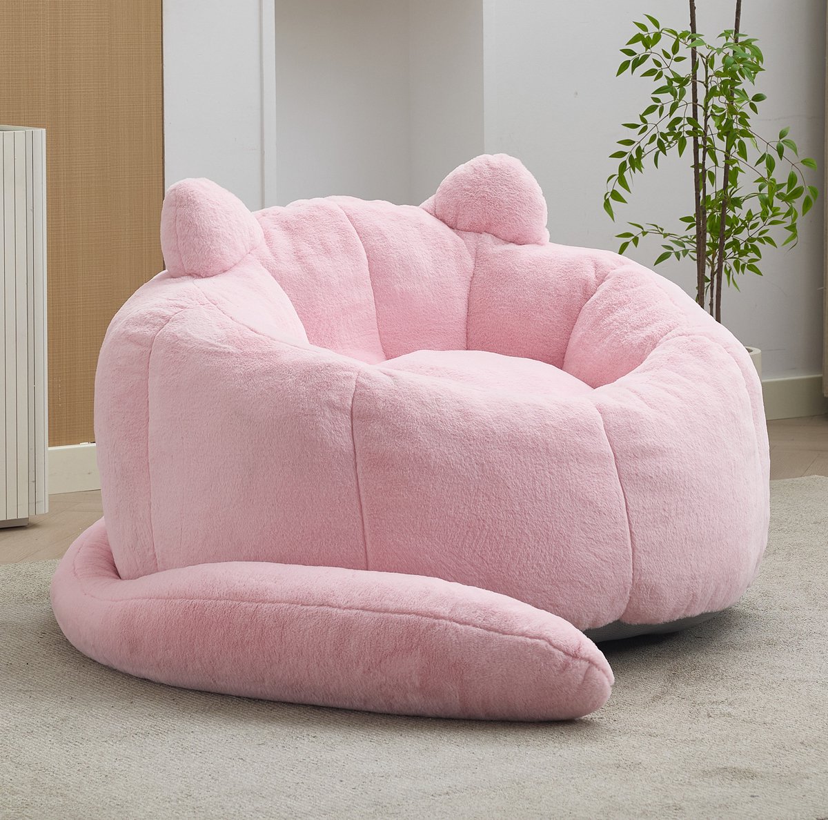 DESMIU Zitzak Loungestoel 112 X 112 X 77 Cm Met Rugleuning Voor Woonkamer En Slaapkamer Van Pluche Roze Voor Volwassenen