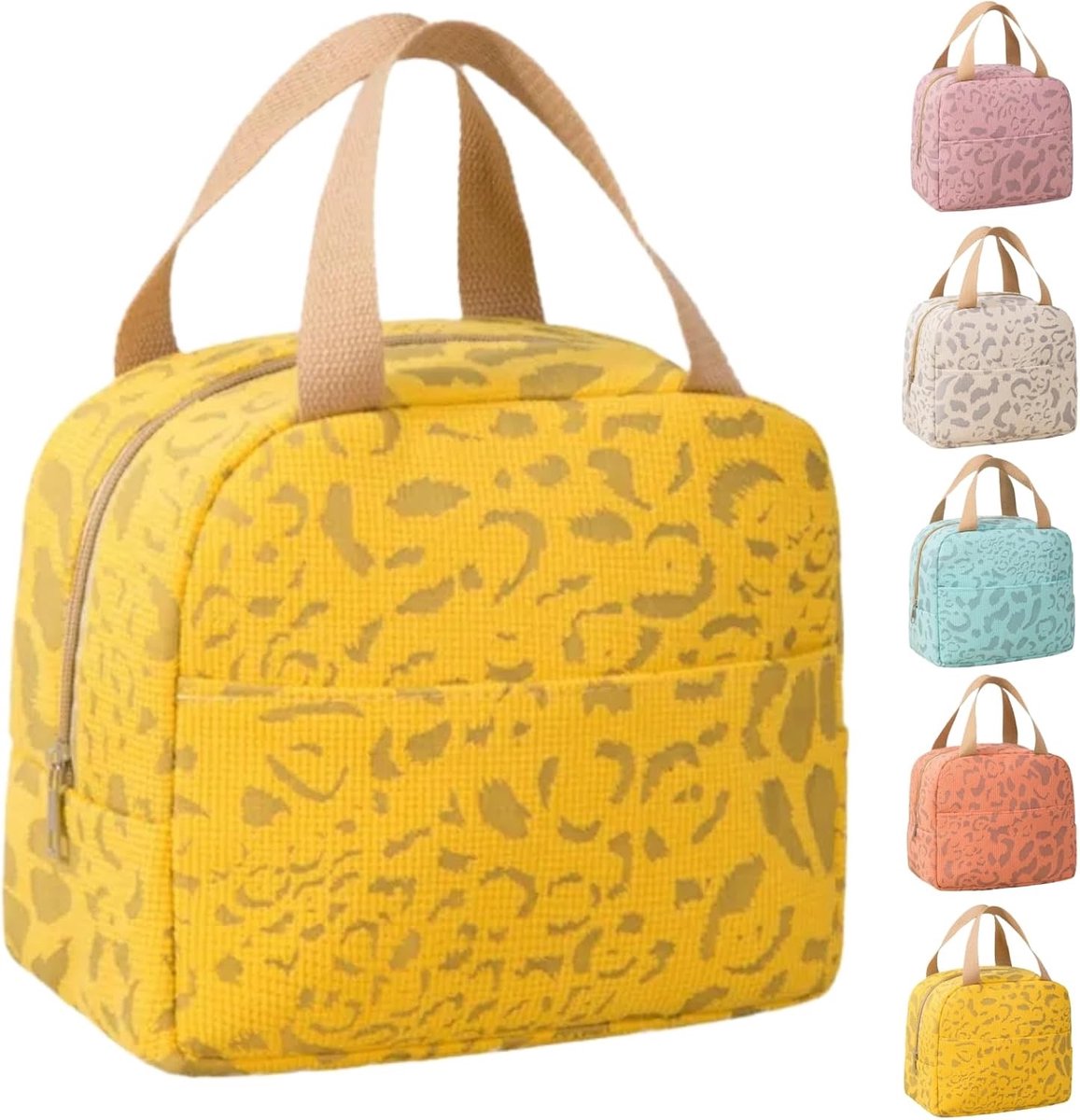 Grote Koeltas met Dubbele Isolatie voor Werk, Sport en Picknick - Compacte en Robuuste Polyester Tas in Geel