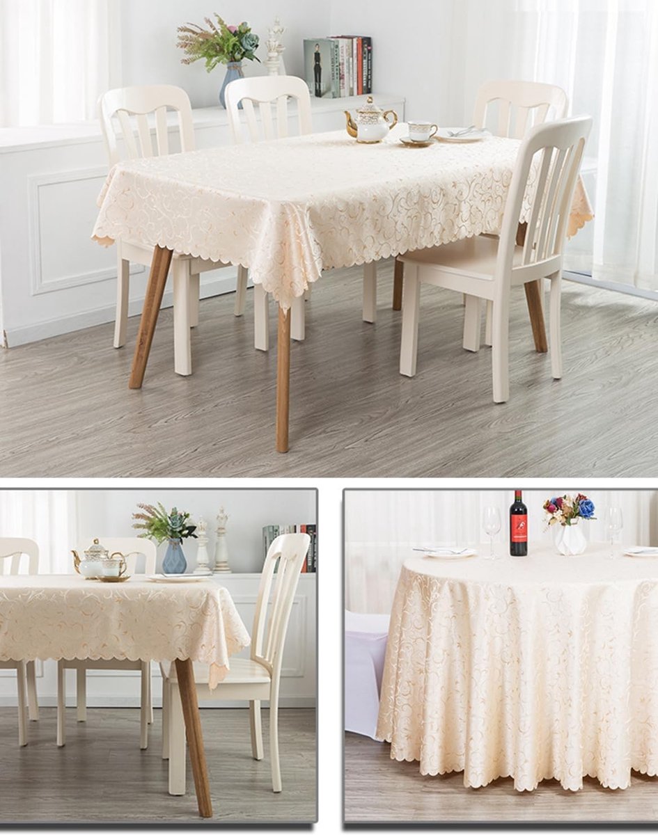 Rond Tafelkleed - Champagne Goud - Diameter 180 cm - Jacquard Weefsel - Voor Thuis en Evenementen
