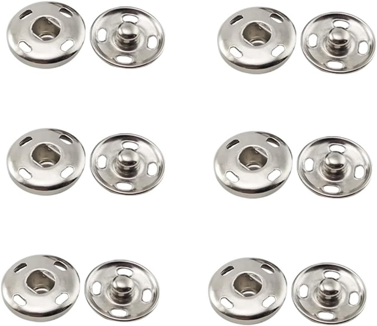 6 Sets Drukknoppen 15mm, Ideaal voor DIY Projecten, Creatieve Klussen en Reparaties