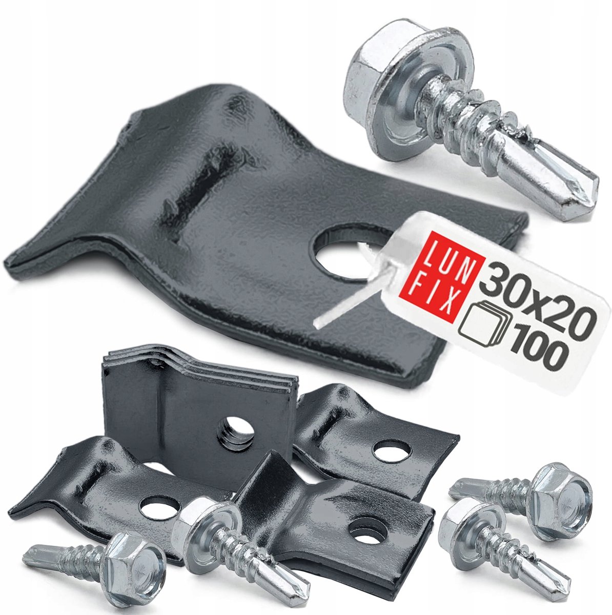 LUN FIX - Metaal spanningsdraadsteun voor gaashekwerk 5,5x19 mm - Antraciet - 100 stuks